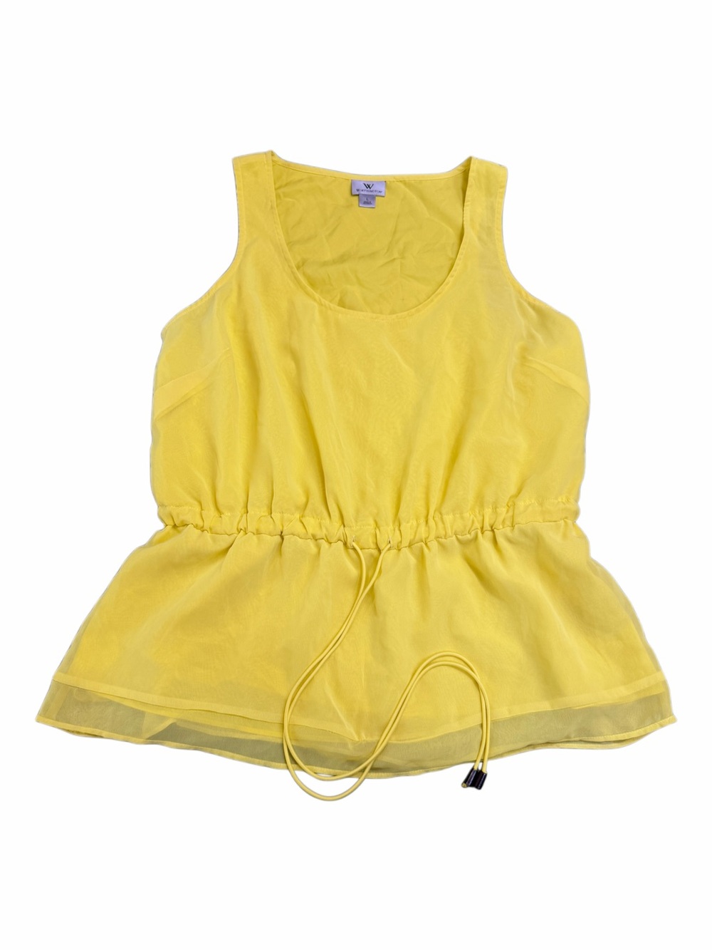 Worthington Yellow Drawstring Peplum Tank